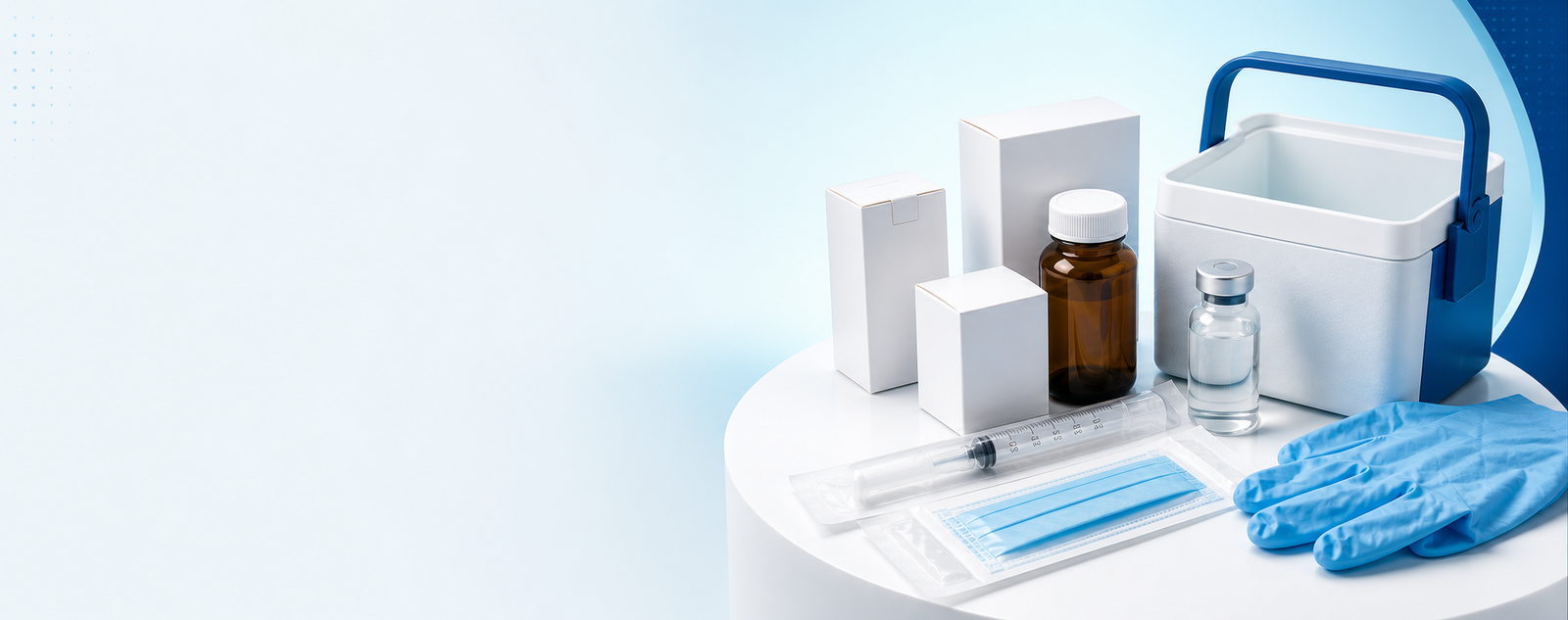 Healthcare essentials including medicines, vaccines and surgical supplies
